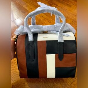 NWT Fossil Sydney Satchel in Multicoloured Neutrals